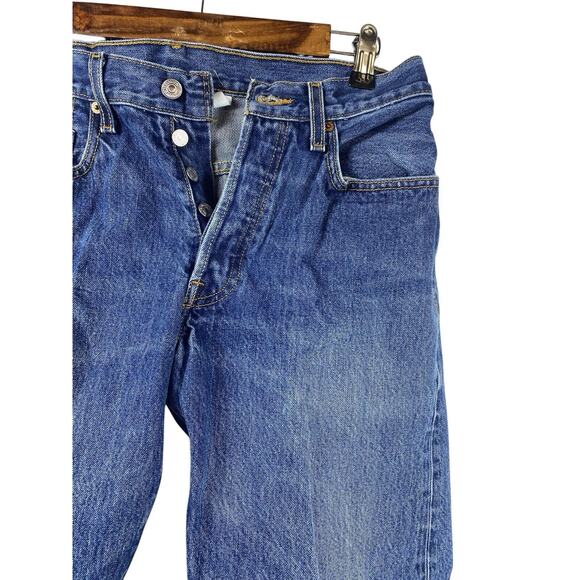 Vintage Levis 501 Jeans 32x30 Fly Button Y2K 2000s Mens Straight Leg Med Wash - Picture 7 of 14